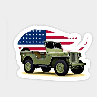 Willys Jeep USA Print Sticker